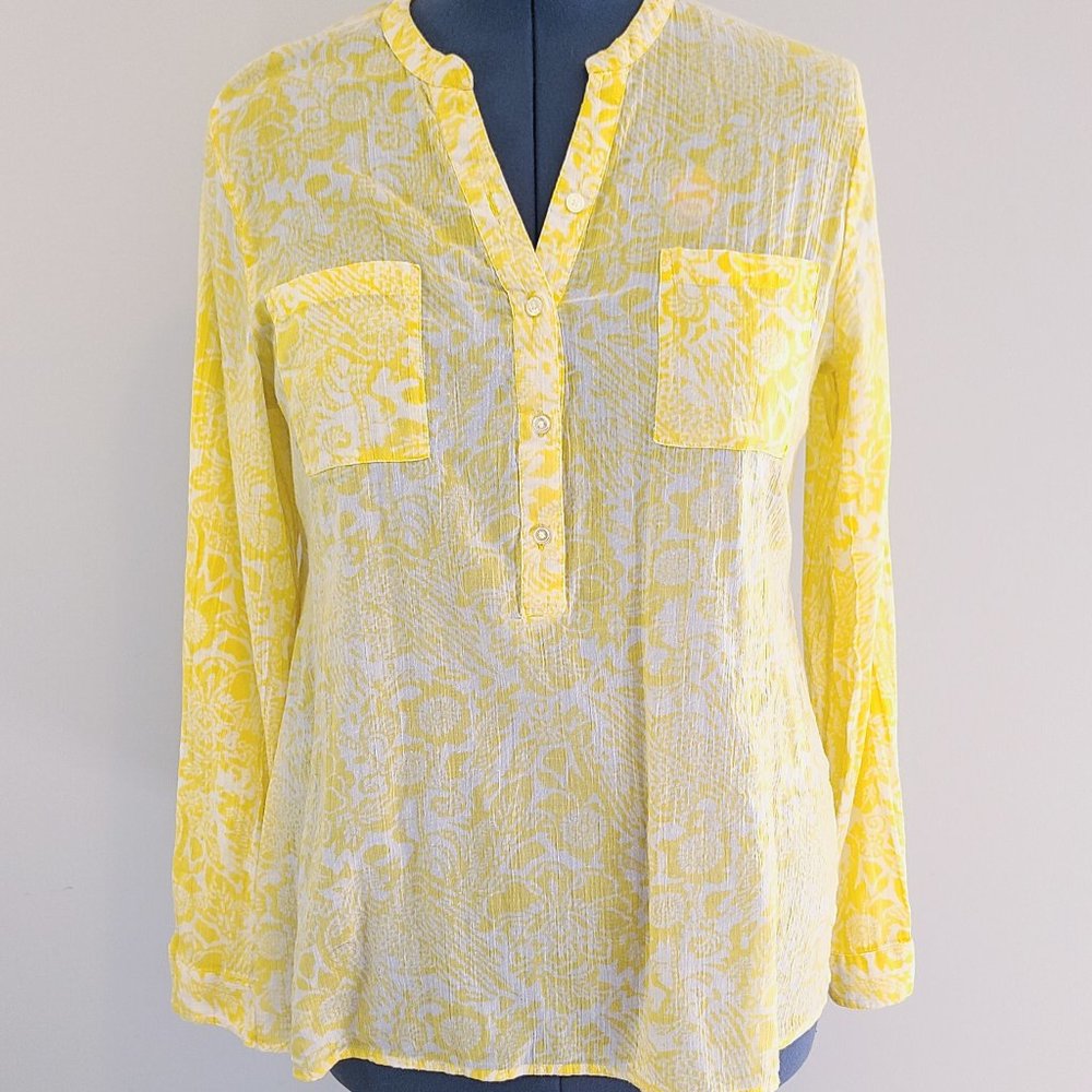 Old Navy Yellow Printed Tunic Coverup Blouse
